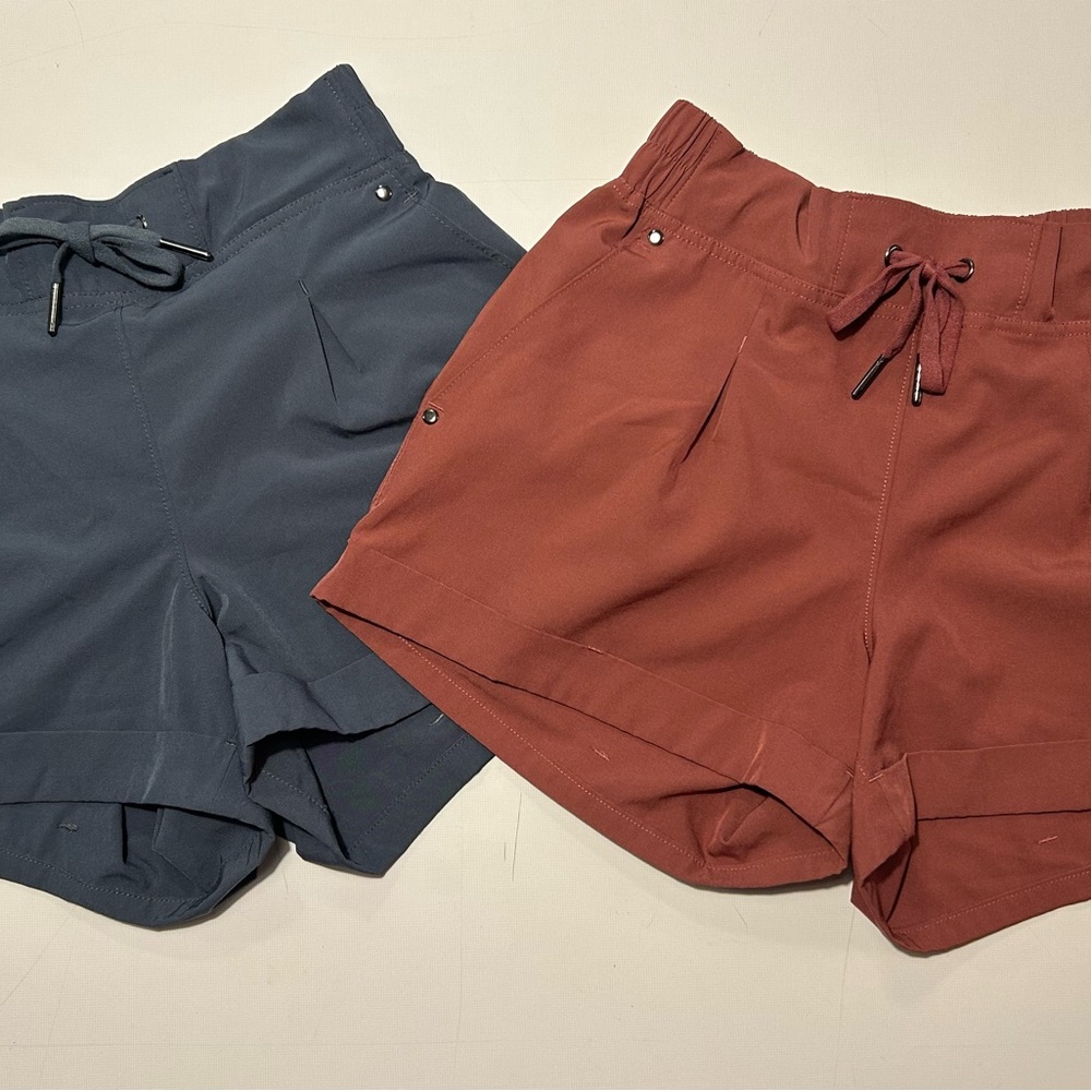 Mondetta Women's Athletic Drawstring Shorts — Gray and Maroon